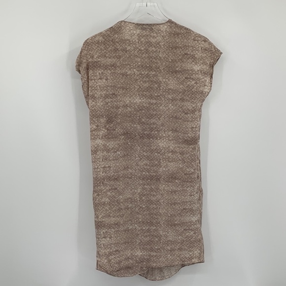 All Saints Dee Dee snake silk dress tan taupe twist v-neck shift print 2 - Picture 3 of 4